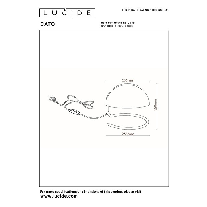 Настольная лампа Lucide 46516/01/35 Cato