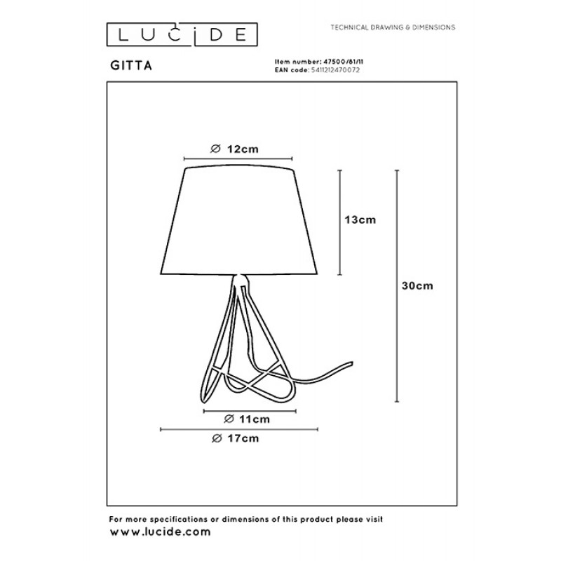 Настольная лампа Lucide 47500/81/11 Gitta