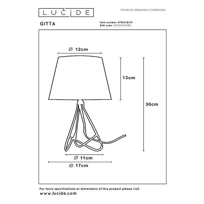 Настольная лампа Lucide 47500/81/17 Gitta