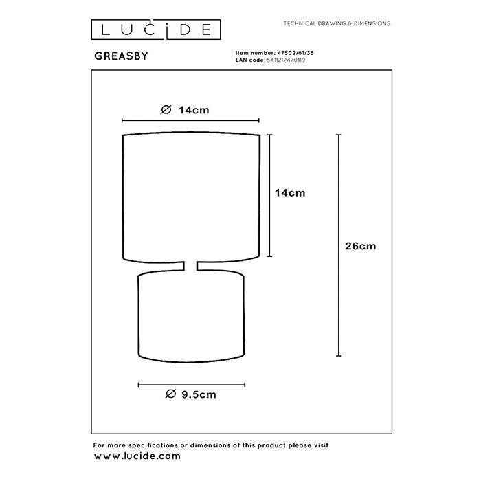 Настольная лампа Lucide 47502/81/38 Greasby