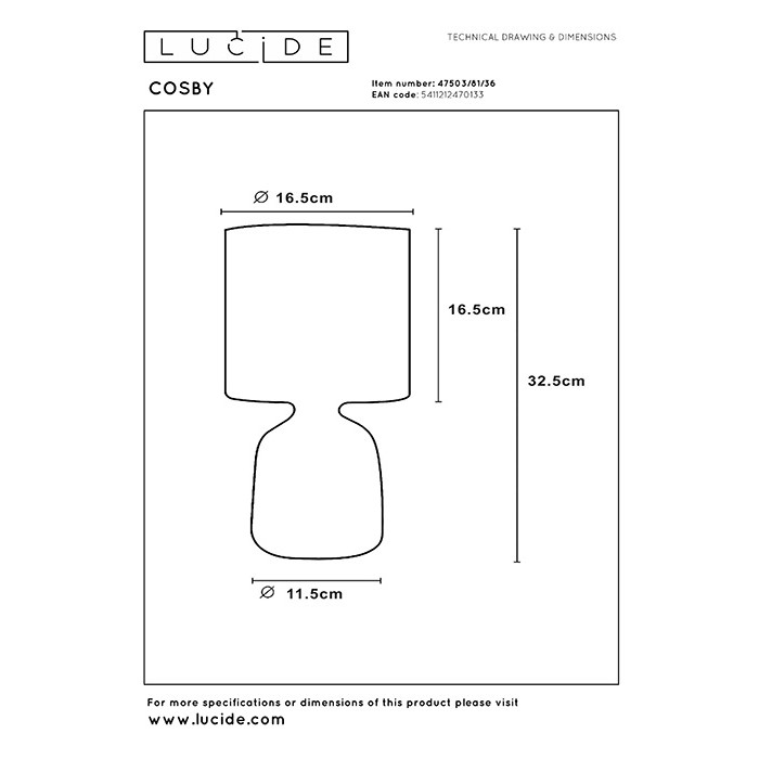 Настольная лампа Lucide 47503/81/36 Cosby
