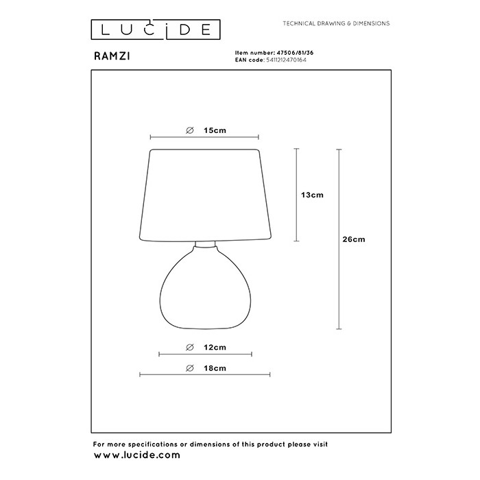Настольная лампа Lucide 47506/81/36 Ramzi