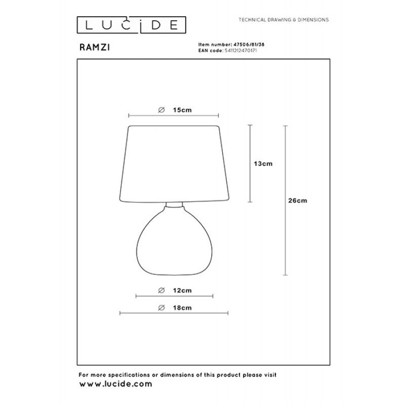 Настольная лампа Lucide 47506/81/38 Ramzi