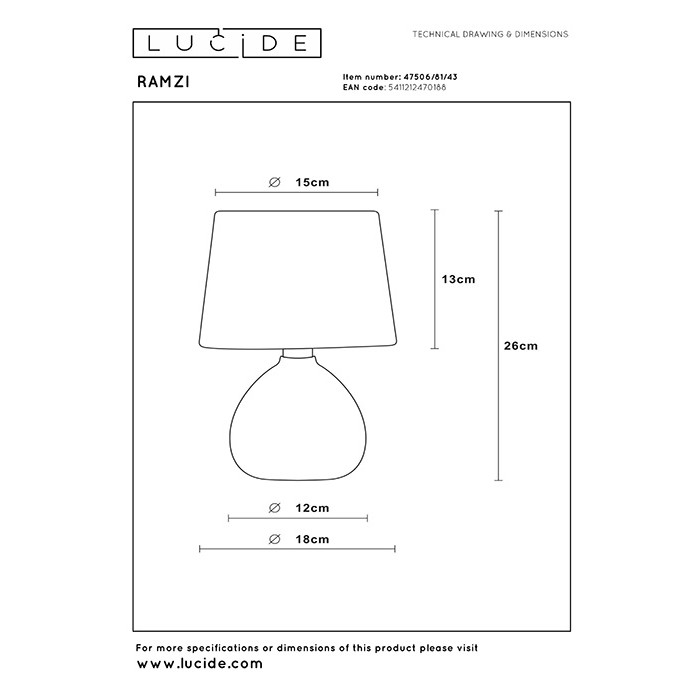 Настольная лампа Lucide 47506/81/43 Ramzi