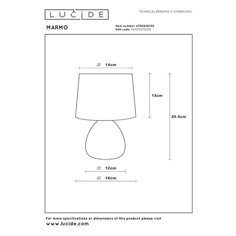 Настольная лампа Lucide 47508/81/30 Marmo