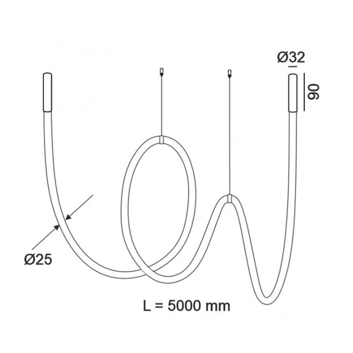 Люстра LTX 25B.3210.80.930.BK Snake, 80 Вт, 4000 лм, 3000K