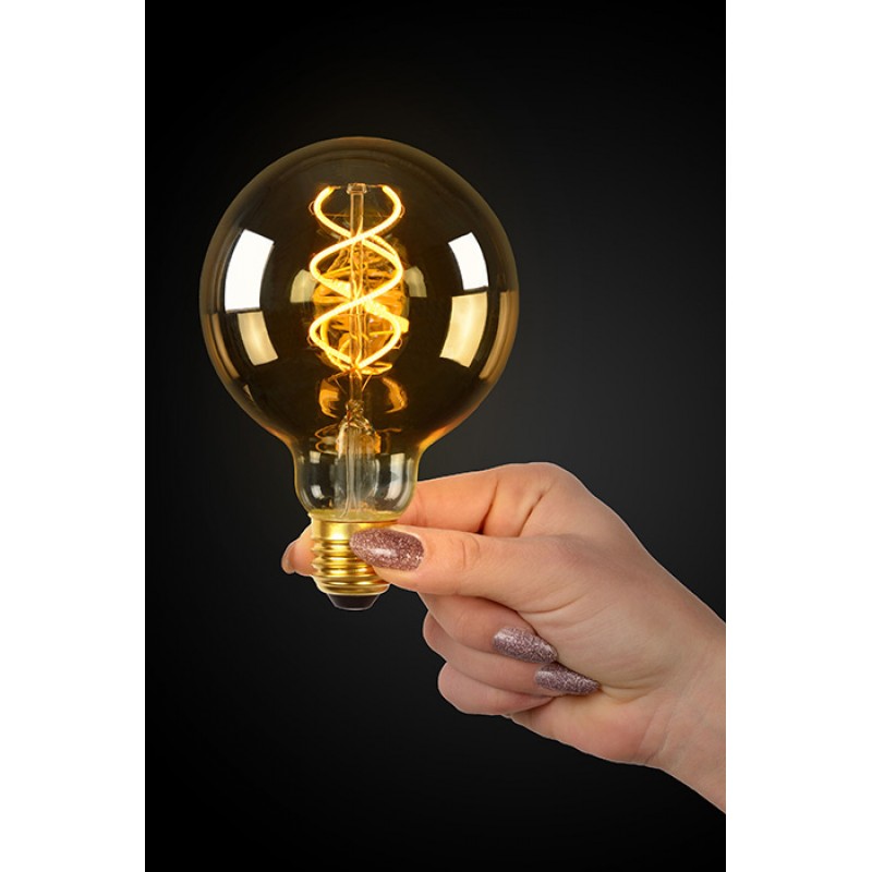 Лампа светодиодная Lucide 49032/05/62 Filament, G95 5W 2200K E27 Dimmable, 360°