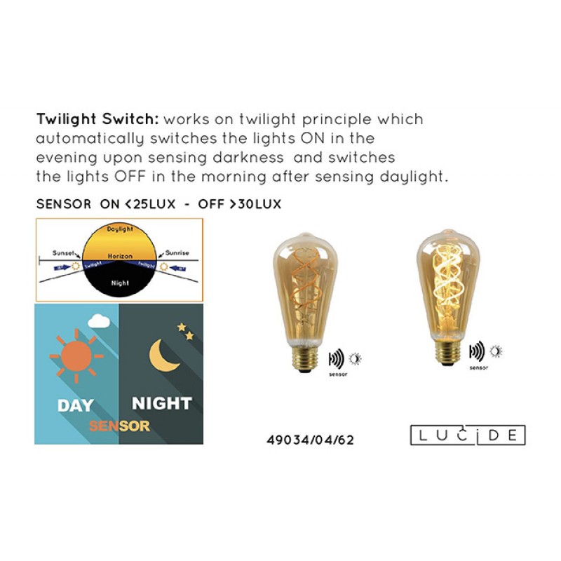 Светодиодная лампа Lucide 49034/04/62 Led bulb, ST64 4W 2200K E27, 360°