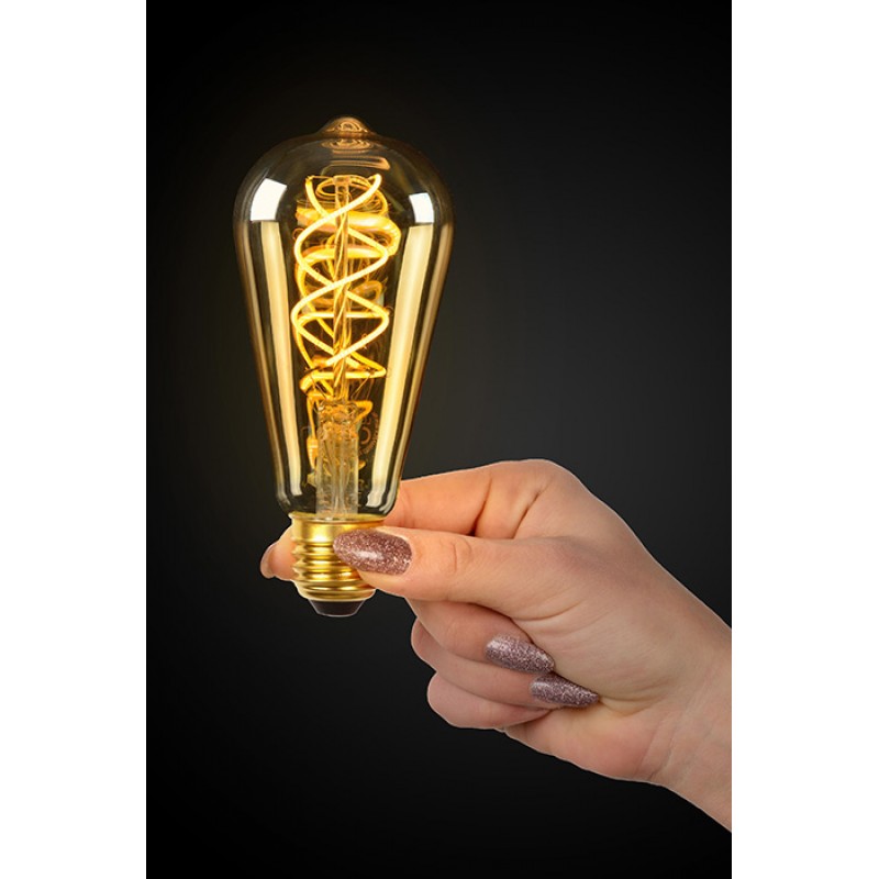Светодиодная лампа Lucide 49034/05/62 Filament, ST64 5W 2200K E27 Dimmable, 360°