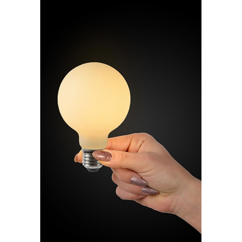 Лампа светодиодная Lucide 49048/05/61 Filament bulb, G80 5W 2700K E27 Dimmable, 360°