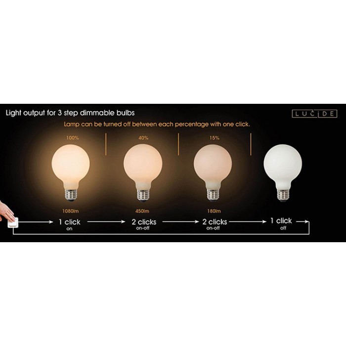 Лампа світлодіодна Lucide 49066/08/61 Step dim bulb, G80 8W 2700K E27 Dimmable, 360°