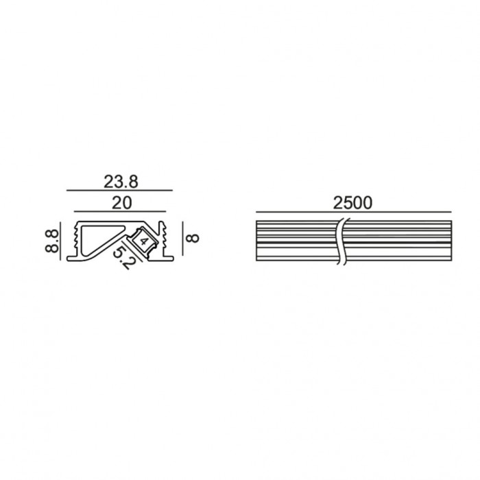 Профиль LTX PROFILE COUNTUR TRIM. L2500mm, h8.8mm, w23.8mm (12.2409.25)