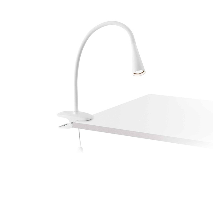 Настольная лампа Faro 52059 LENA White clip lamp, 3 Вт, 300 лм, 4000K