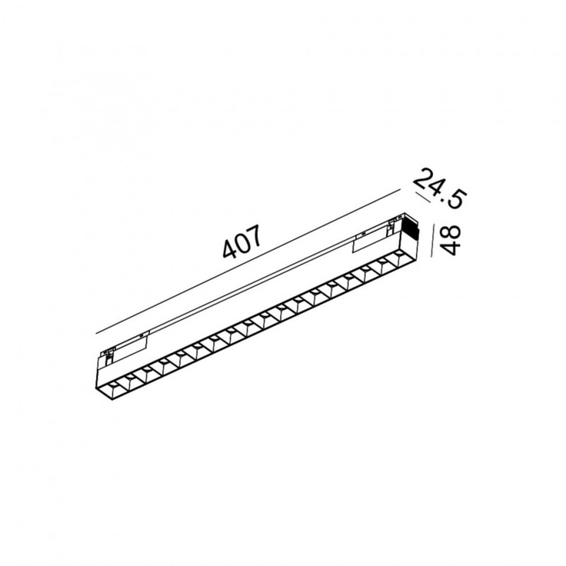 Світильник лінійний LTX IN_LINE COMFORT 407 DALI 4x, L407mm, W24.5mm, H48mm, LED 20W, 3000К, чорний (06.4071.20.930.BK.DALI.4x)