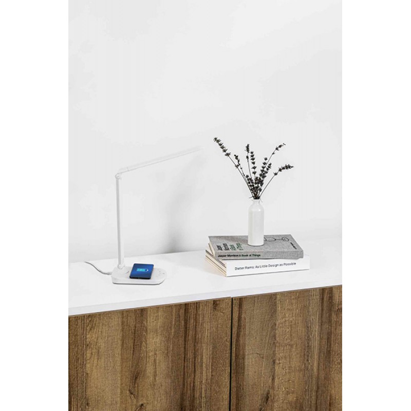 Настольная лампа Faro 53416 Anouk White table lamp induction charging, 8 Вт, 530 лм, 2700K-6500K