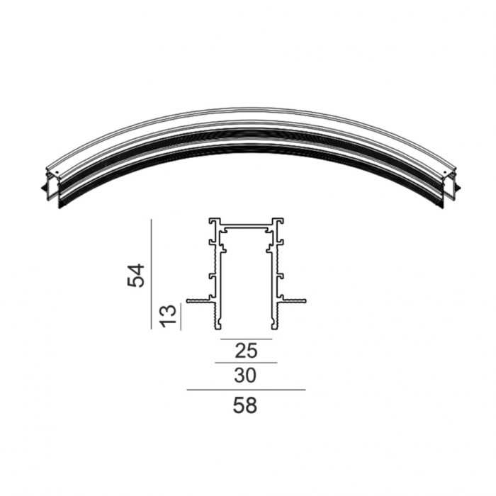 Магнитный шинопровод LTX 06.RC50.BK.4x IN_LINE RADIAL CORNER