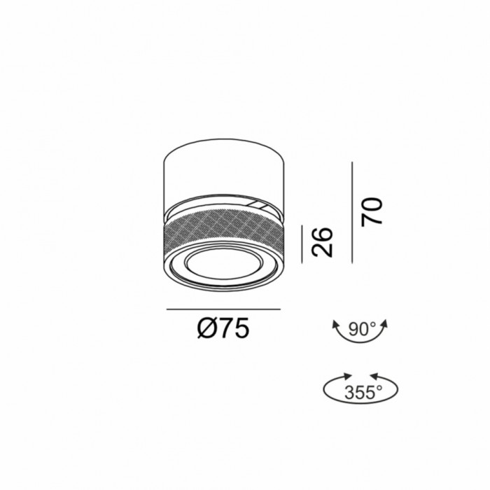 Точковий світильник LTX 02.7526.7.940.BK + SOL M RING GRAIN CHROME Sol Surf Mini, 7 Вт, 624 лм, 4000K