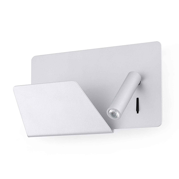 Спот - Faro 62125 SUAU USB Grey wall lamp with left reader, 3 Вт, 140 лм, 3000K