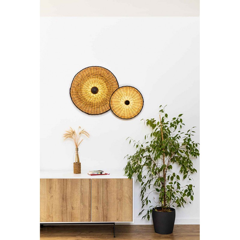 Бра - Faro 62174-78 COSTAS 400 H140 Black/rattan wall/ceiling lamp