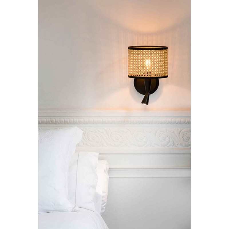 Бра - Faro 64309-47 MAMBO Black/rattan wall lamp with reader
