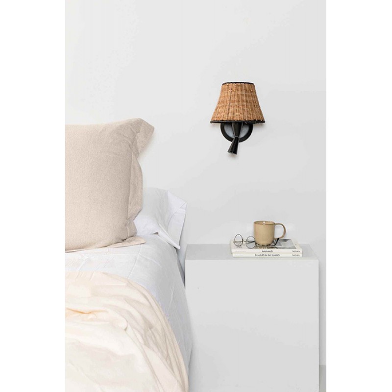 Бра - Faro 64309-71 SUMBA Black/rattan table lamp with reader