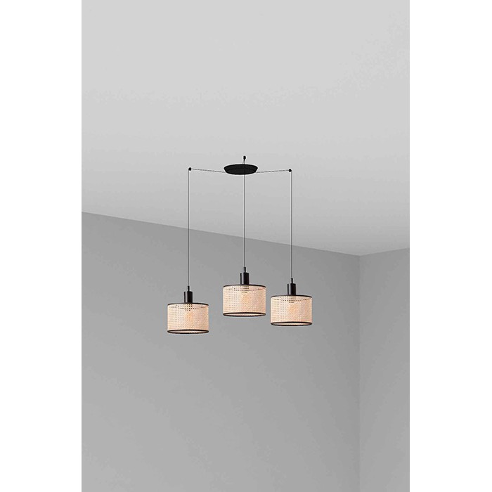 Люстра Faro 64314-47-3L MAMBO 210 3L Black/rattan pendant lamp
