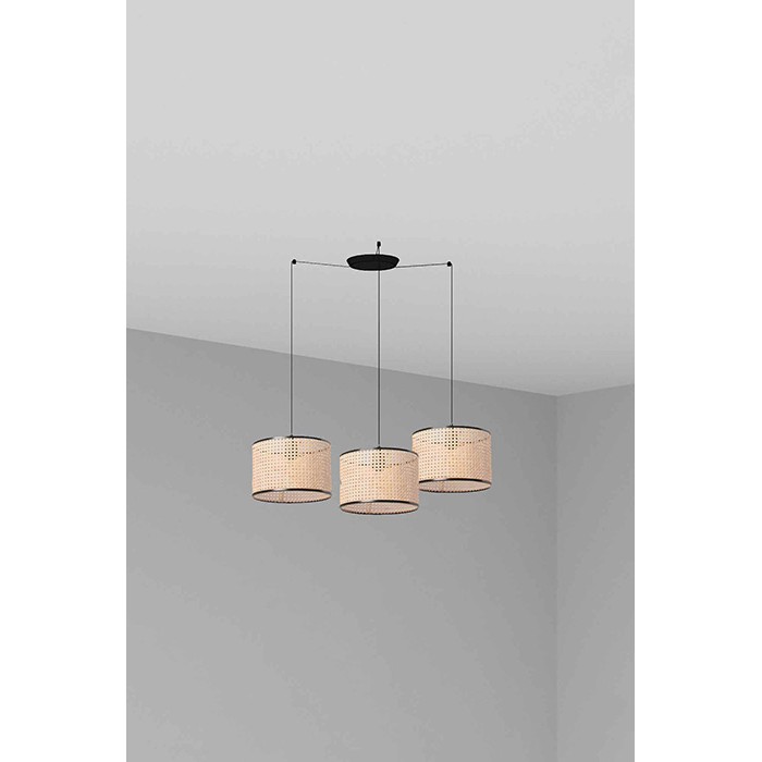Люстра Faro 64314-48-3L MAMBO 320 3L Black/rattan pendant lamp