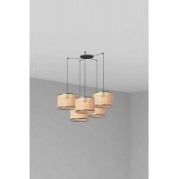 Люстра Faro 64314-48-5L MAMBO 320 5L Black/rattan pendant lamp