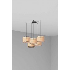 Люстра - Faro 64314-48-5L MAMBO 320 5L Black/Rattan Pendant Lamp