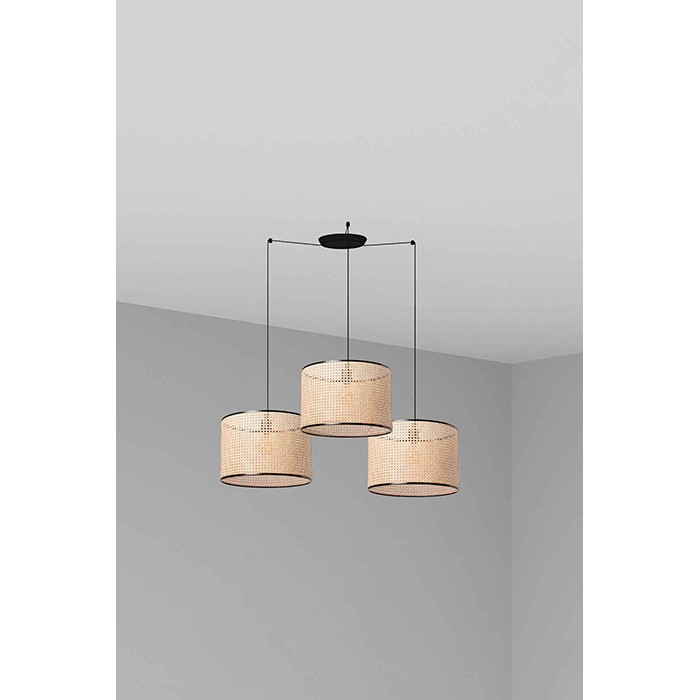 Люстра Faro 64314-49-3L MAMBO 450 3L Black/rattan pendant lamp