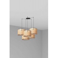 Люстра Faro 64314-49-5L MAMBO 450 5L Black/rattan pendant lamp