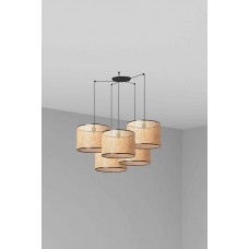 Люстра - Faro 64314-49-5L MAMBO 450 5L Black/Rattan Pendant Lamp