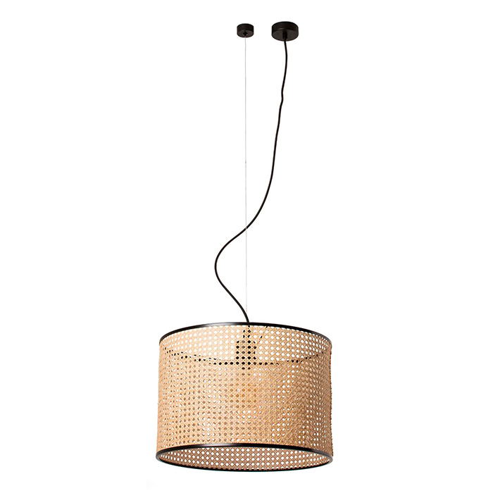 Підвісний світильник Faro 64314-49 MAMBO 450 Black/rattan pendant lamp