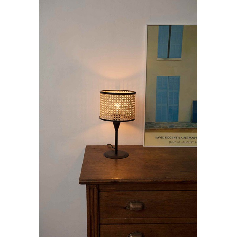Настольная лампа Faro 64317-47 MAMBO S Black/rattan table lamp
