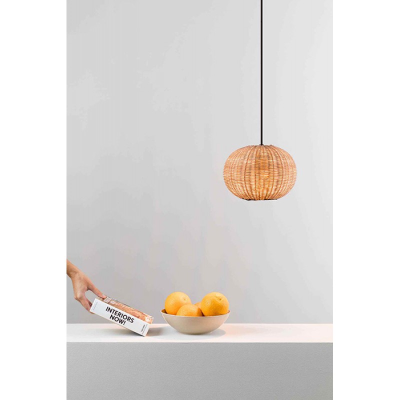 Подвесной светильник Faro 65134-73 HAKA 250 Black/rattan pendant lamp