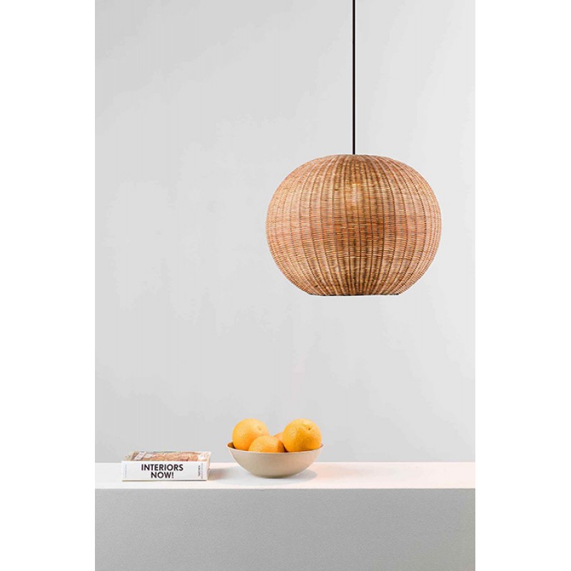 Подвесной светильник Faro 65134-74 HAKA 300 Black/rattan pendant lamp
