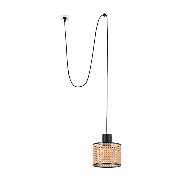 Підвісний світильник Faro 68604-47 MAMBO 210 Black/rattan pendant lamp with plug