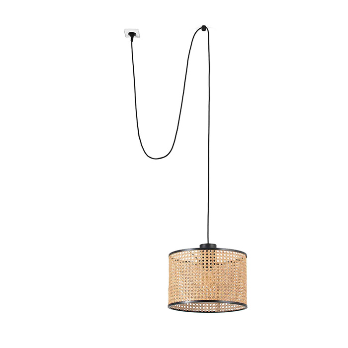 Підвісний світильник Faro 68604-48 MAMBO 320 Black/rattan pendant lamp with plug