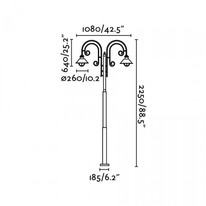 Ліхтарний стовп Faro 71117 Nautica 2L Rust pole lamp Ліхтарний стовп Faro 71117 Nautica 2L Rust pole lamp