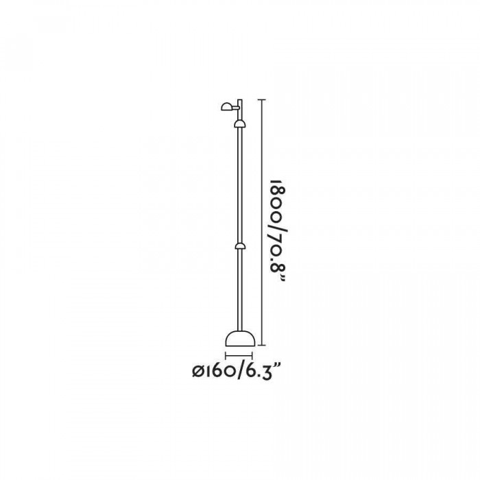 Торшер - Faro 71257 BROT 1800 Black pole lamp with cable, 21 Вт, 930 лм, 2700K