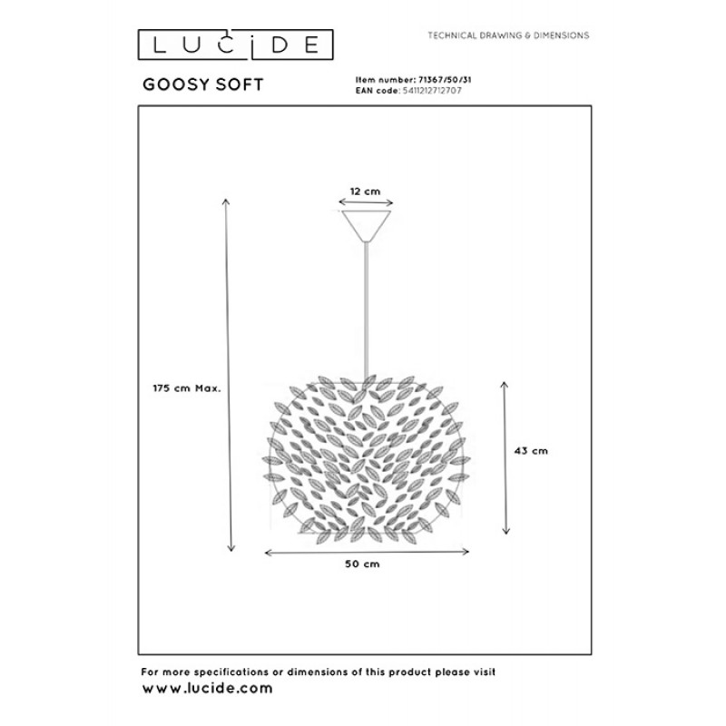 Підвісний світильник Lucide 71367/50/31 Goosy