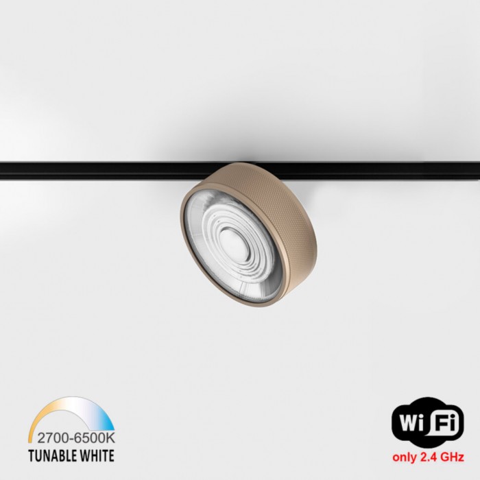 Прожекторный светильник LTX IN_LINE SOL TW, D95mm, H33mm, LED 13W, TW DIM: 2700K(881Lm)-6500K(1025Lm), 48V DC, IP20, sahara beige/черный (06.9533.13).