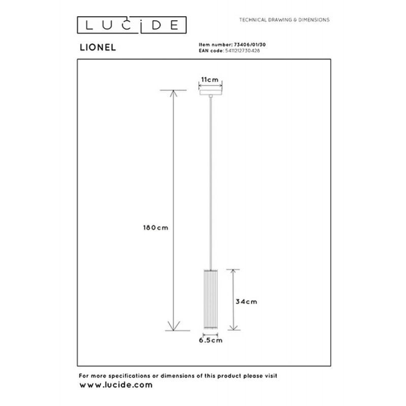 Підвісний світильник Lucide 73406/01/30 Lionel