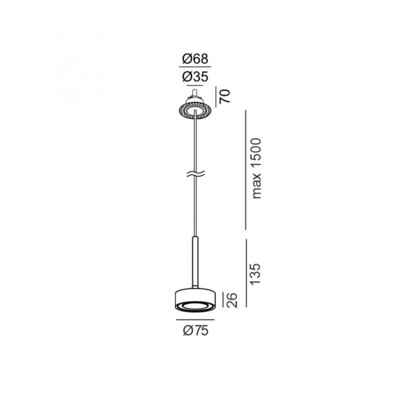 Подвесной светильник со встроенной безрамочной базой LTX SOL MINI P NANO, D75mm, H135mm, 7W LED, 24°, 4000K, IP20, черный/diamond black (03.7531.7.940.BK/DB)