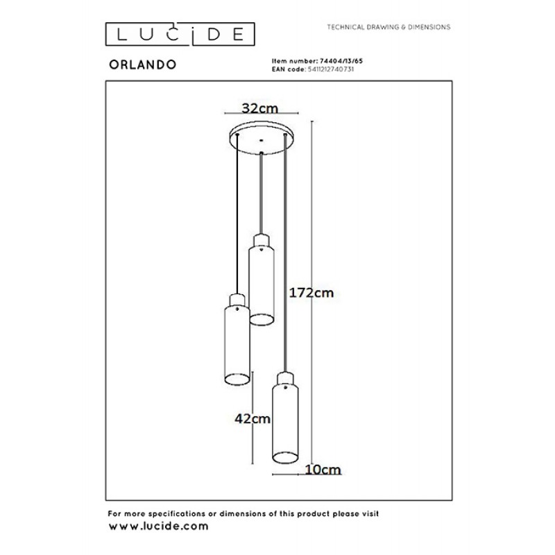 Підвісний світильник Lucide 74404/13/65 Orlando