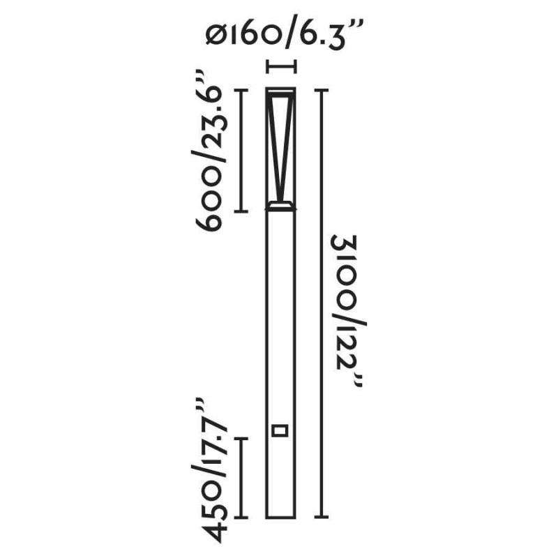 Фонарный столб Faro 750221 RUSH 3100 Dark grey pole lamp 3.1M 4000K 360? wide, 38 Вт, 3079 лм, 4000K