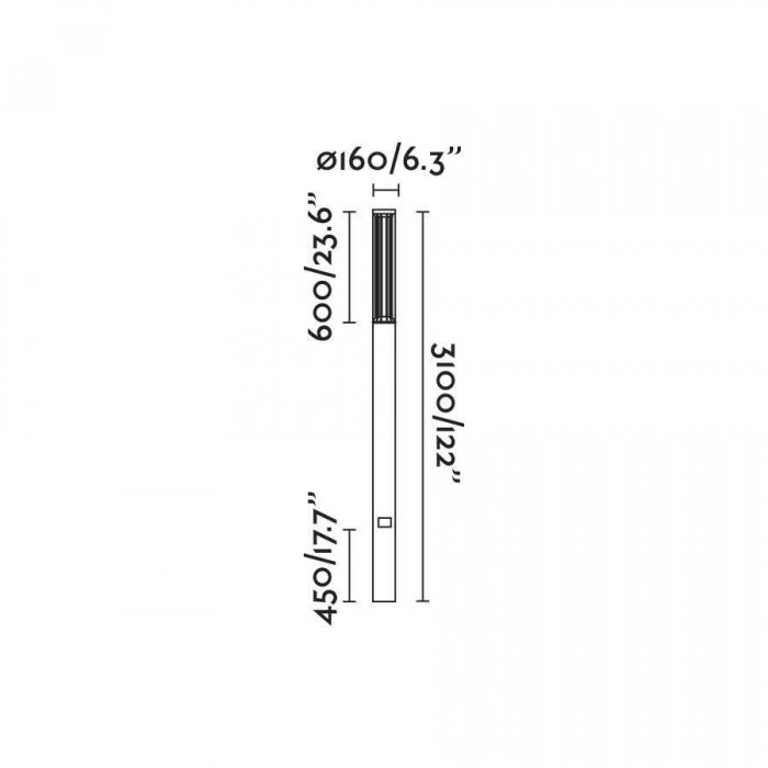 Ліхтарний стовп Faro 751222 SCREEN 3100 Dark grey pole lamp 4000K 180?, 38 Вт, 1819 лм, 4000K