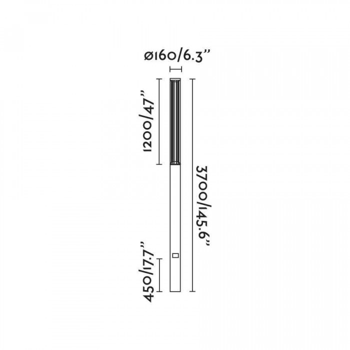 Фонарный столб Faro 751321D SCREEN 3700 Dark grey pole lamp 4000K 360? wide DALI, 38 Вт, 2145 лм, 4000K