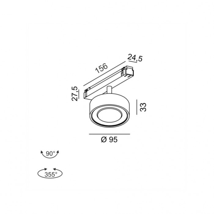 Магнитный трековый светильник LTX 06.9533.13.TW.BK In_Line Sol TW, 13 Вт, 1025 лм, 2700K-6500K