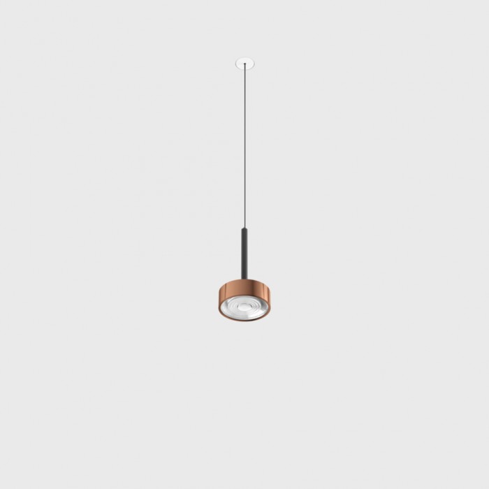Светильник подвесной со встроенной безрамочной базой LTX SOL MINI P NANO, D75mm, H135mm, 7W LED, 24°, 3000K, IP20, черный/медь (03.7531.7.930.BK/CP)